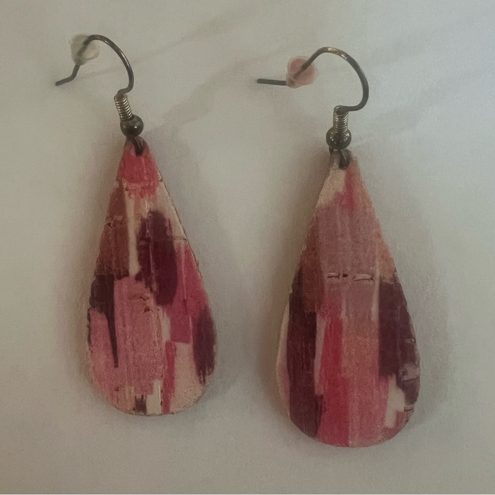 Pink and Red Teardrop Earrings